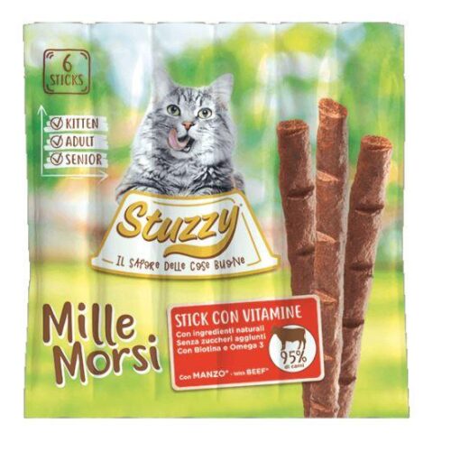 اسنک و تشویقی گربه مدادی استوزی مدل millemorsi با طعم گوشت