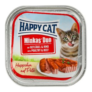 ووم گربه هپی کت مدل Minkas Duo با طعم مرغ و گوشت